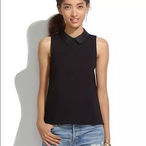 Madewell Collarshine ponte black sleeveless tank L